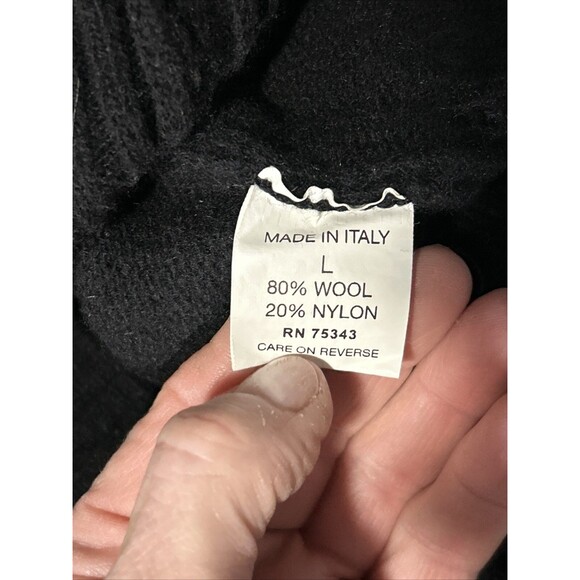 Iceland Made In Italy Men’s Large Black 1/4 Zip Pullover Sweater 80% Wool - Picture 6 of 7